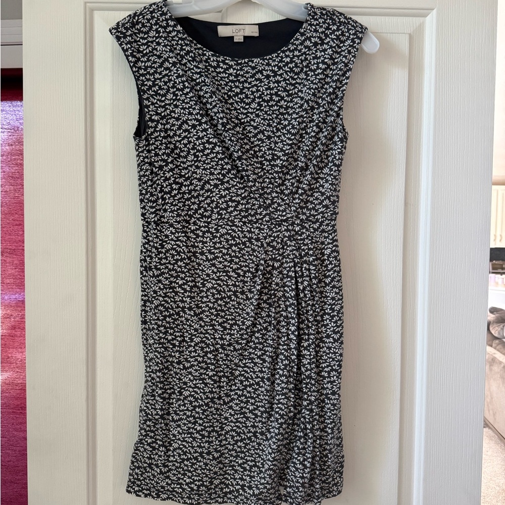LOFT Monochrome Floral Mini Dress